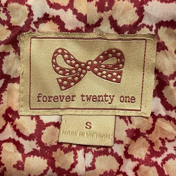 Y2K Twee Forever 21 Retro Peplum Pea Coat Jacket Size Small Cherry Red Lined - Picture 2 of 11